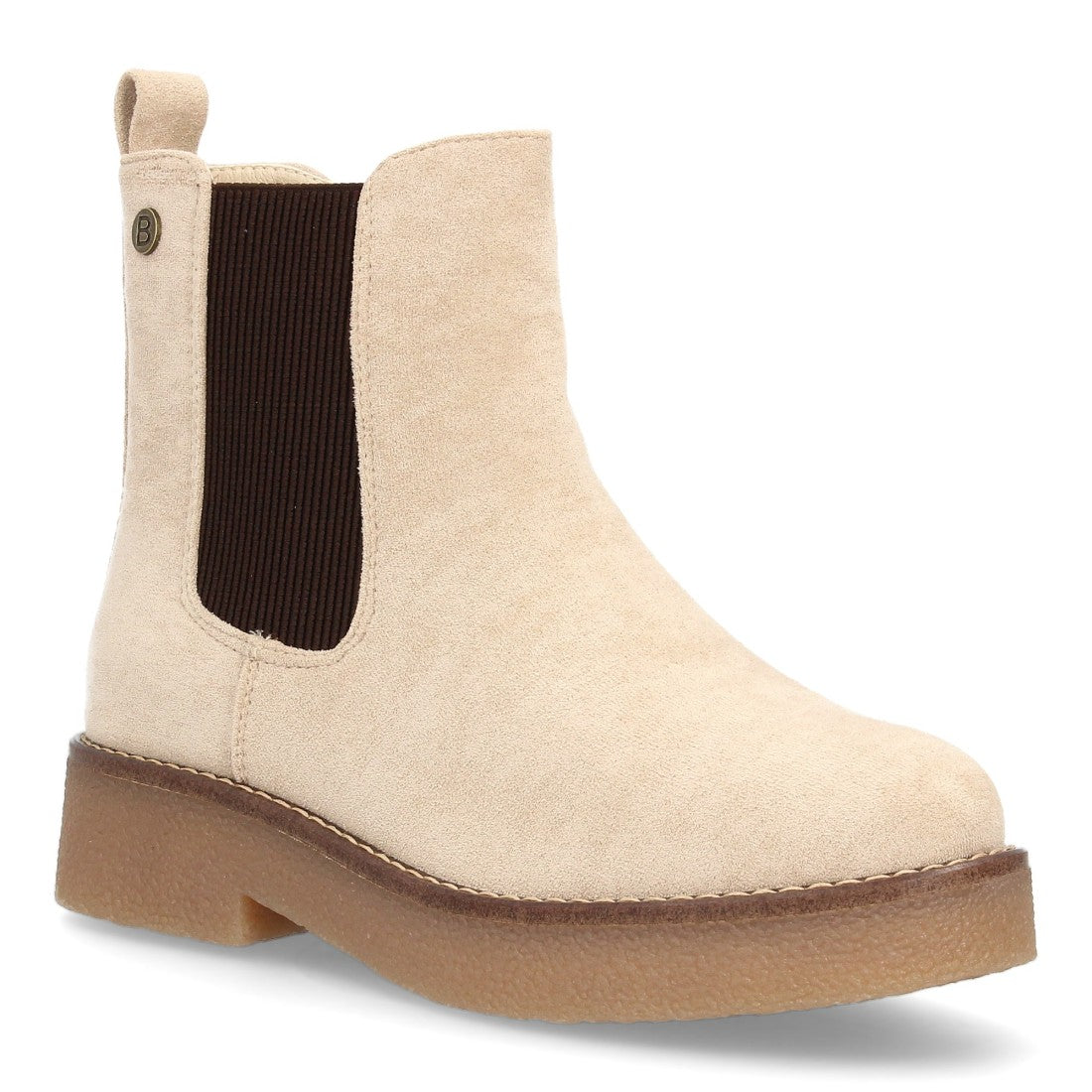 Botas Chelsea beige para mujer con detalle de elástico en canalé