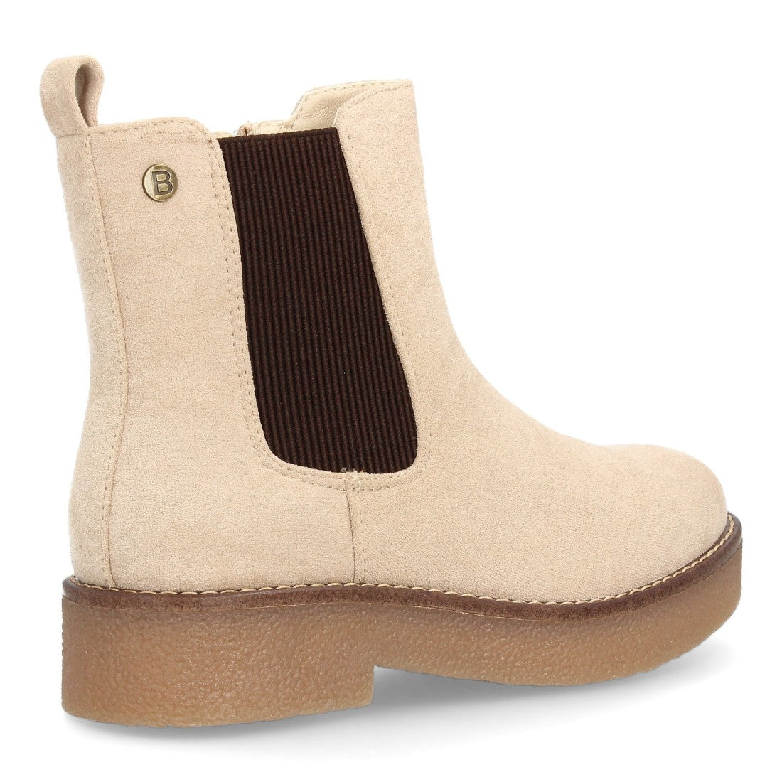 Botas Chelsea beige para mujer con detalle de elástico en canalé