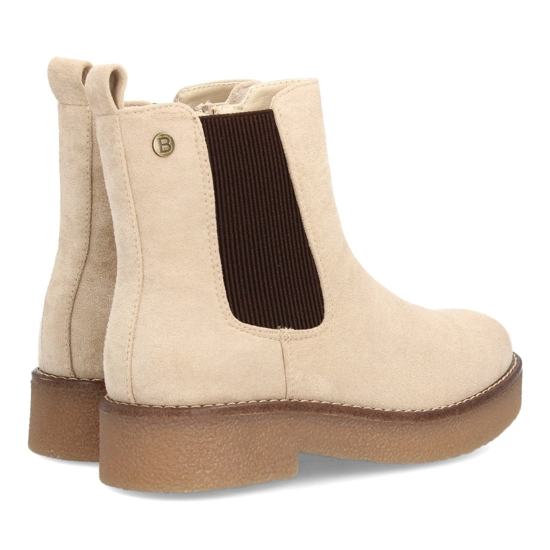 Botas Chelsea beige para mujer con detalle de elástico en canalé