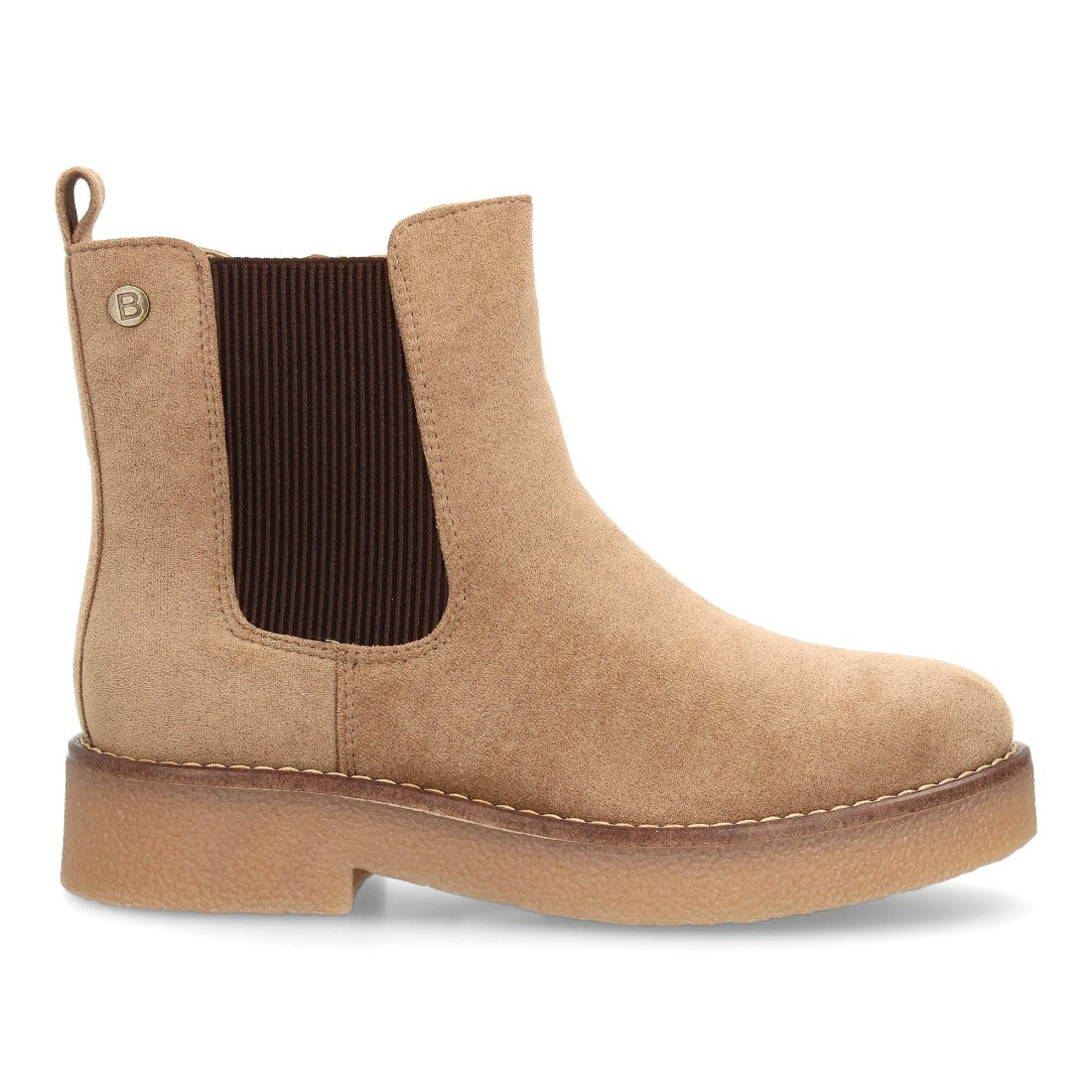 Bota tipo Chelsea color kaki con elásticos laterales para mujer