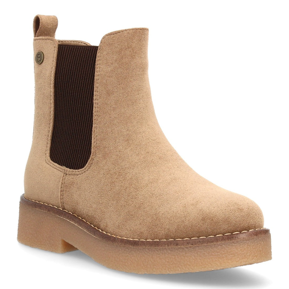 Bota tipo Chelsea color kaki con elásticos laterales para mujer
