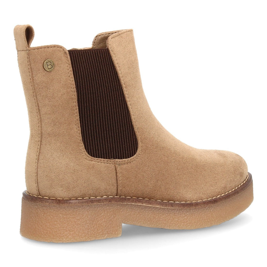 Bota tipo Chelsea color kaki con elásticos laterales para mujer