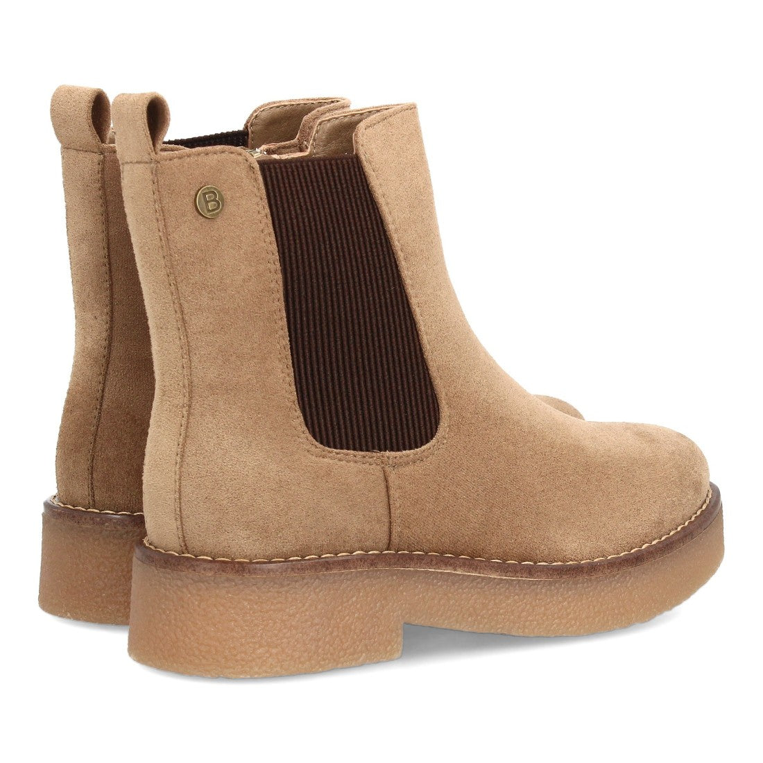 Bota tipo Chelsea color kaki con elásticos laterales para mujer