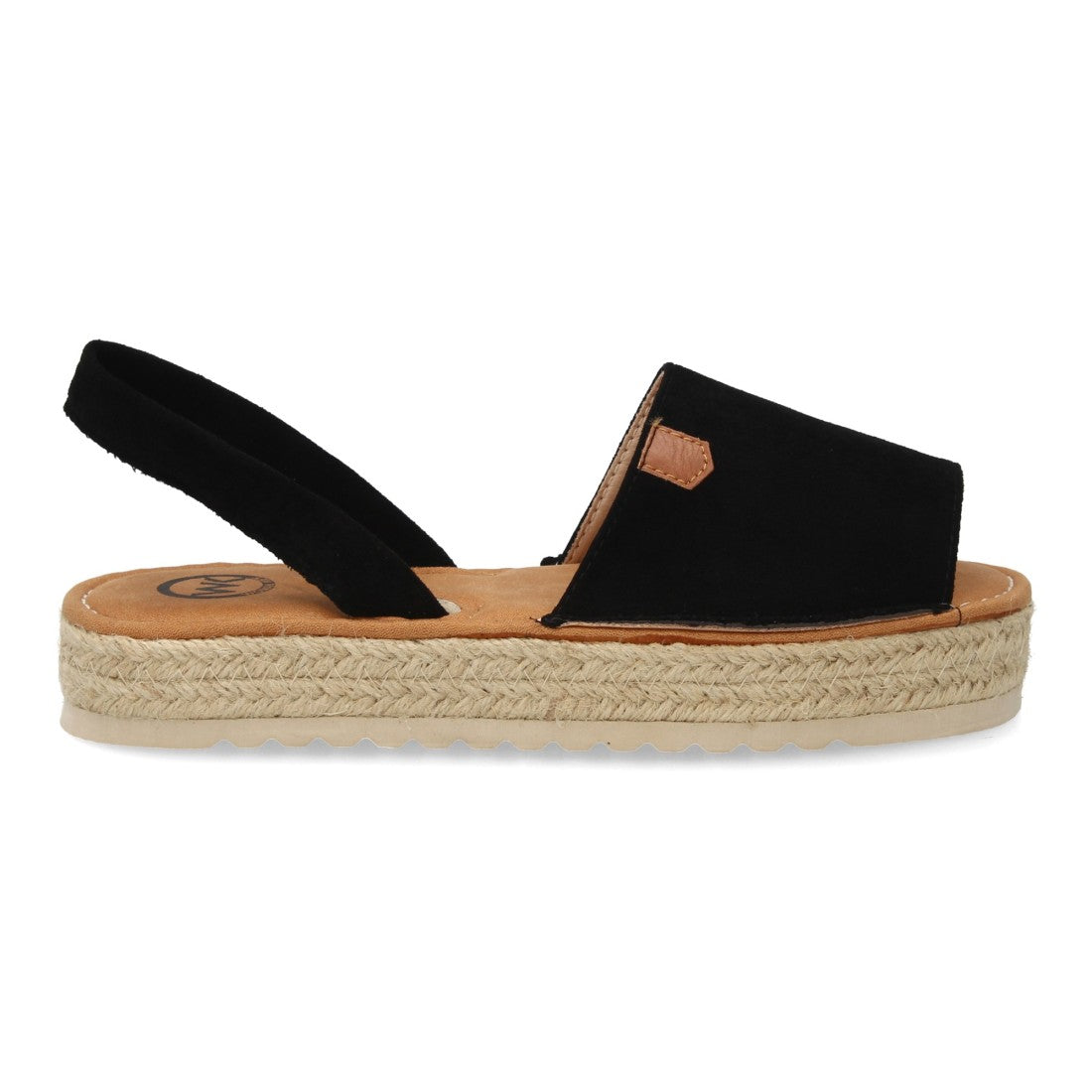 Sandalias menorquinas negras con suela de yute.