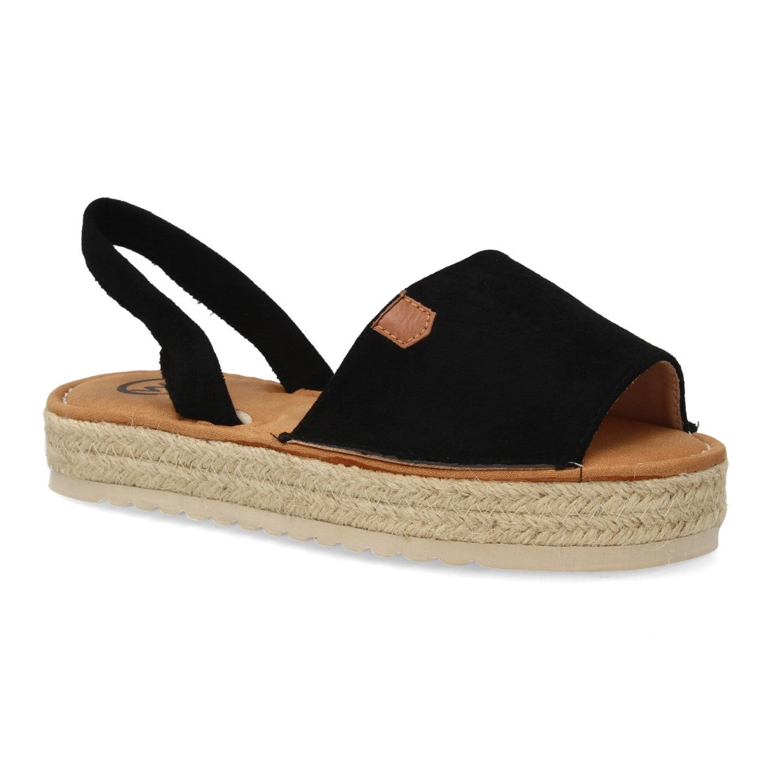 Sandalias menorquinas negras con suela de yute.