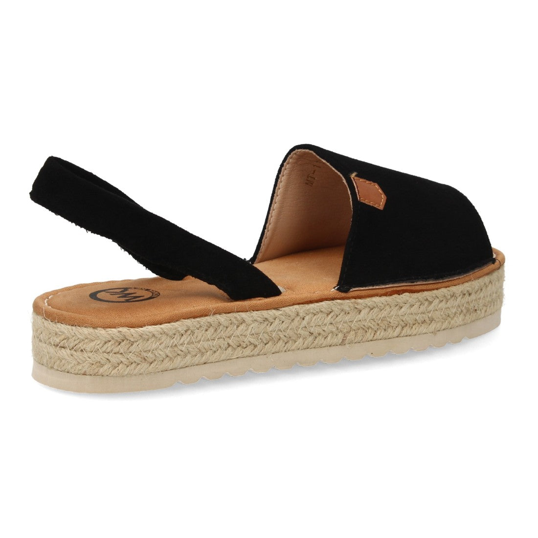 Sandalias menorquinas negras con suela de yute.