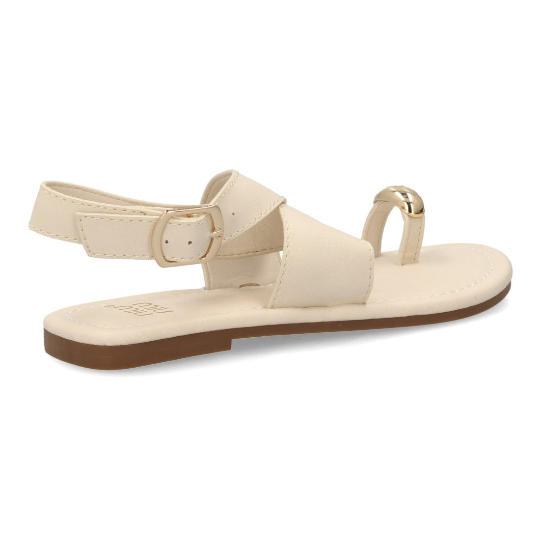 Sandalia plana minimalista beige con tiras cruzadas