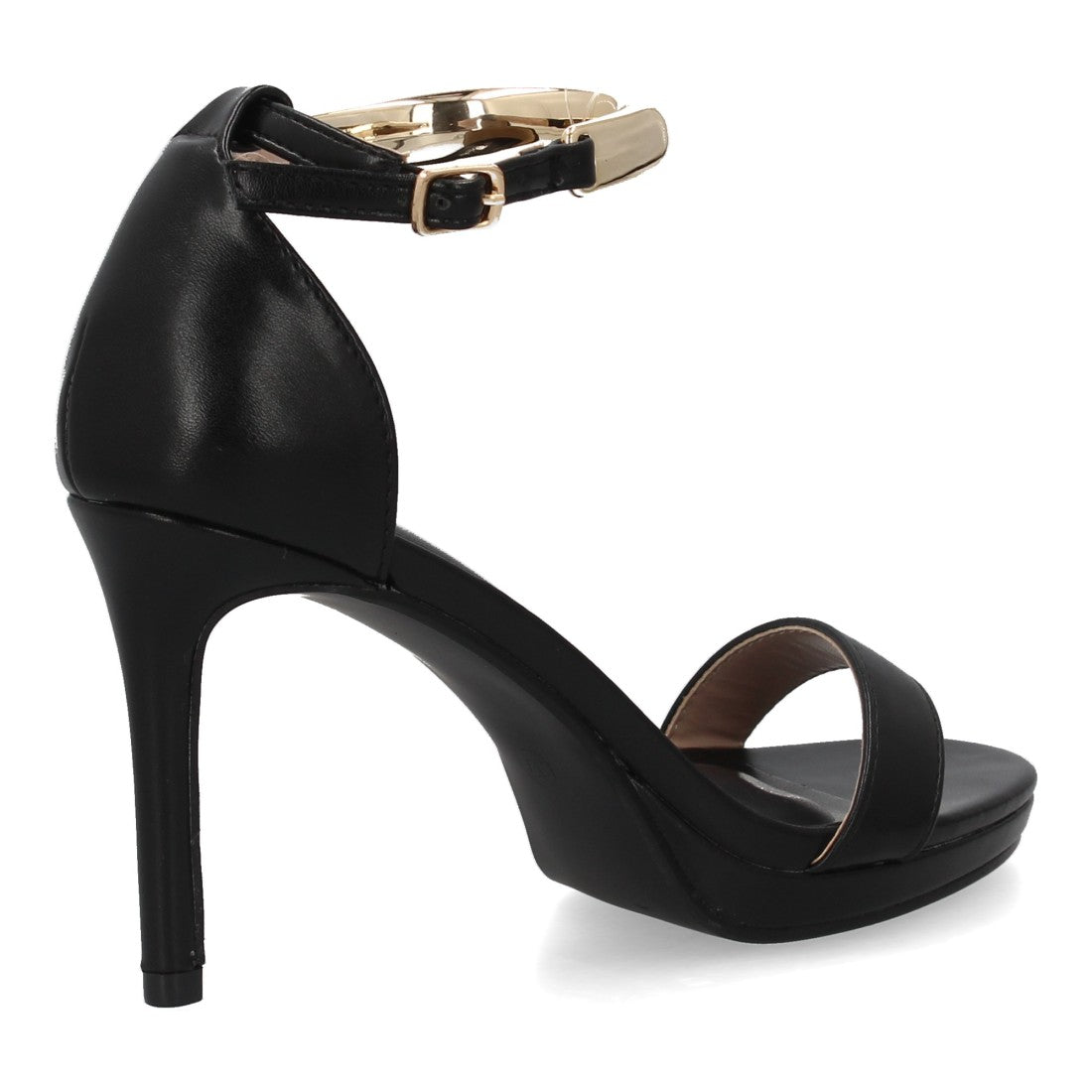 sandalia tacon negro mujer gala metalizada