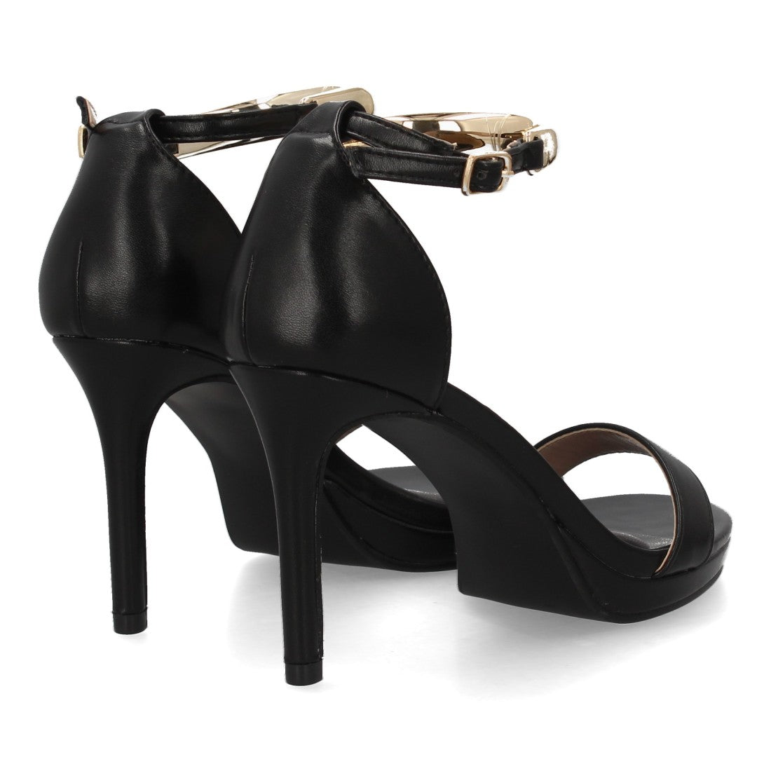 sandalia tacon negro mujer gala metalizada