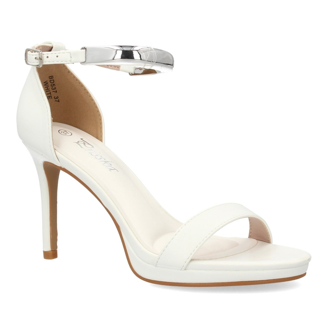 sandalia tacon alto blanco mujer fiesta