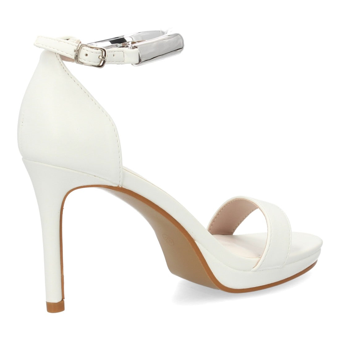 sandalia tacon alto blanco mujer fiesta