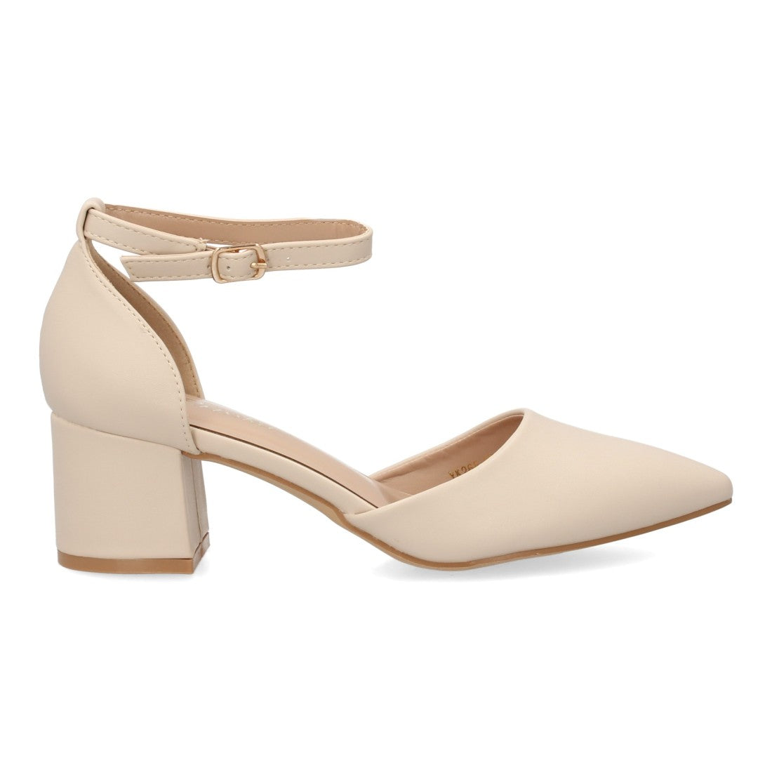 Zapato tacón medio beige punta fina