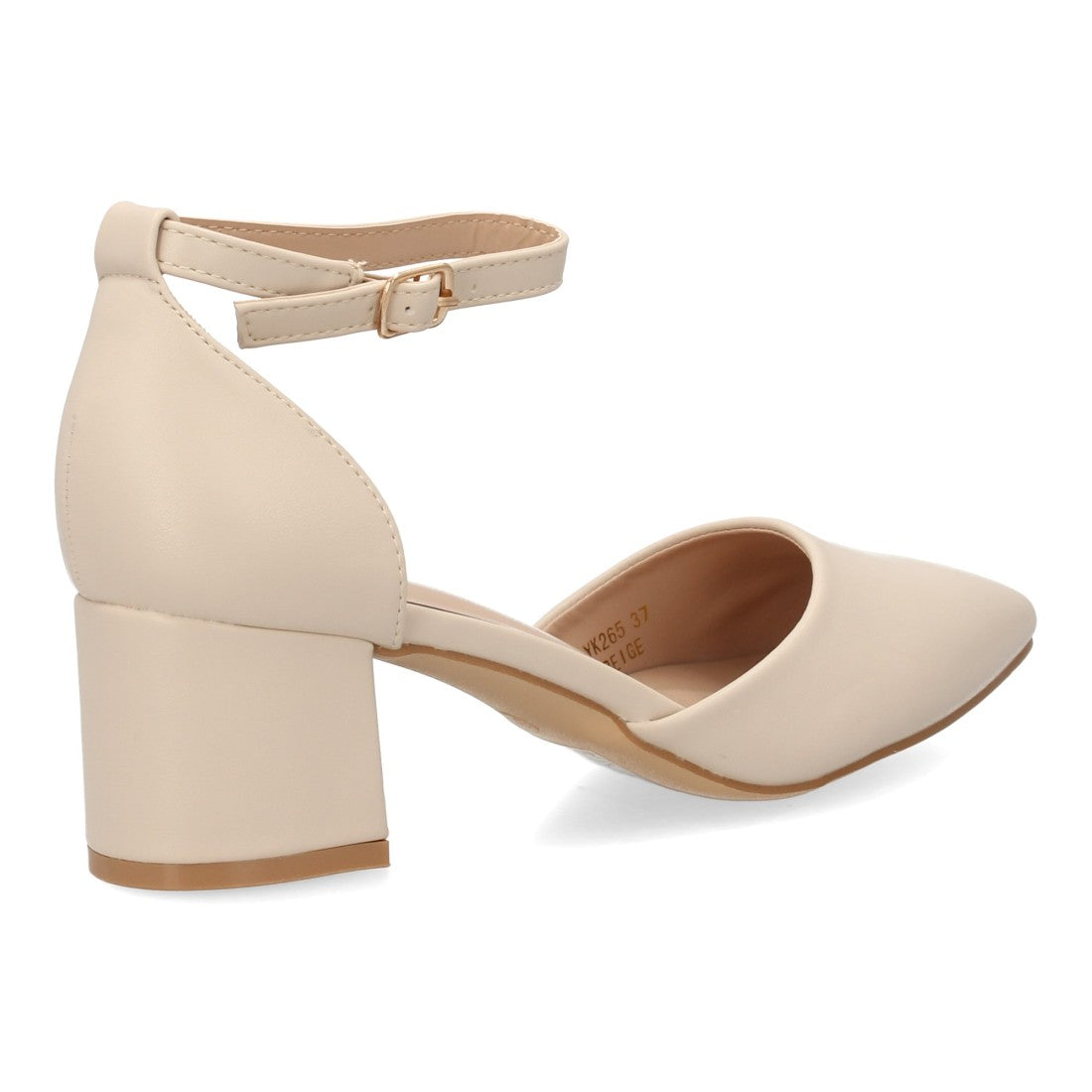 Zapato tacón medio beige punta fina