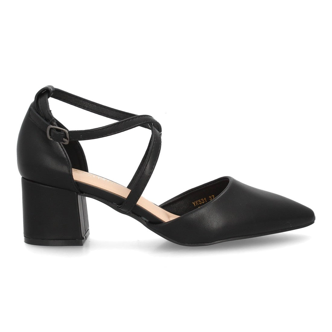 Zapato tacón negro tiras cruzadas mujer