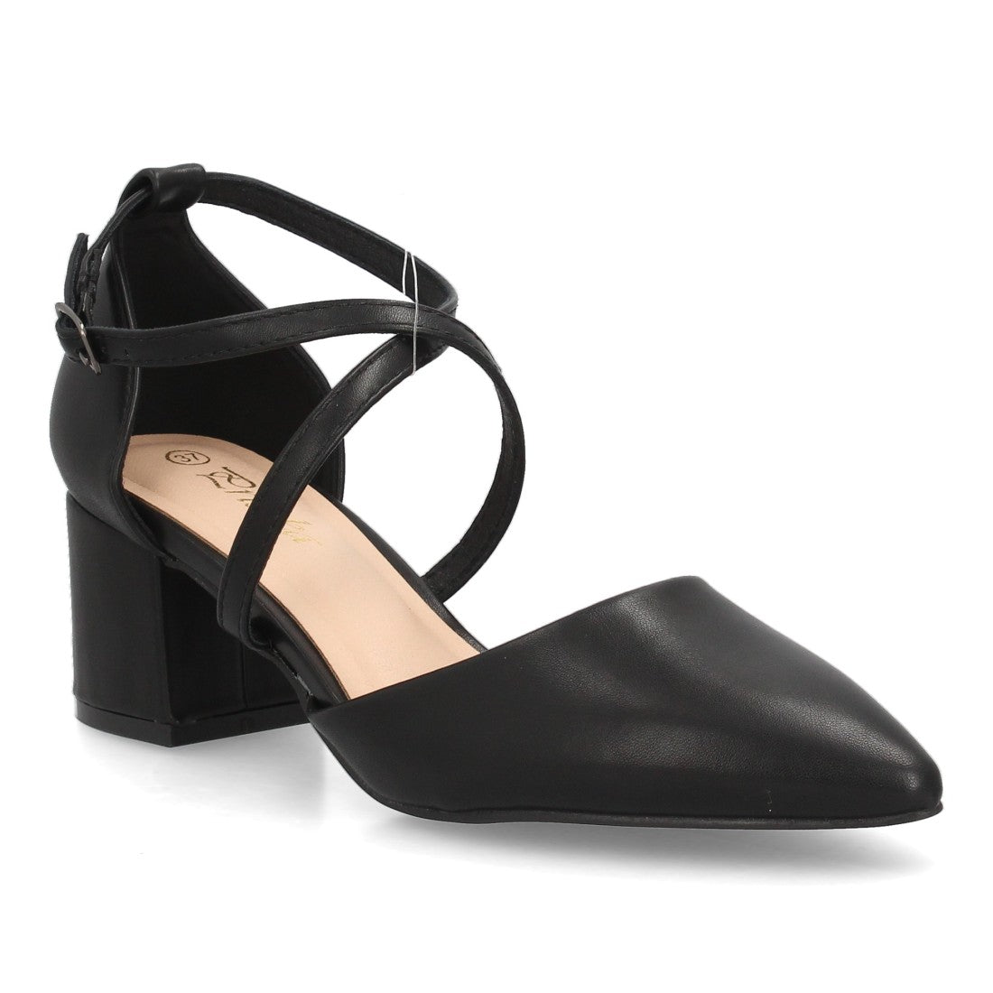 Zapato tacón negro tiras cruzadas mujer