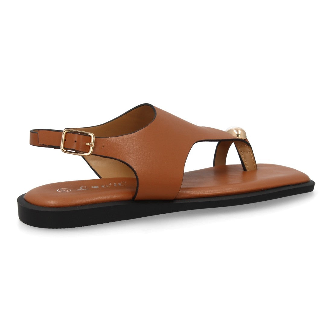 sandalia plana camel pala envolvente mujer