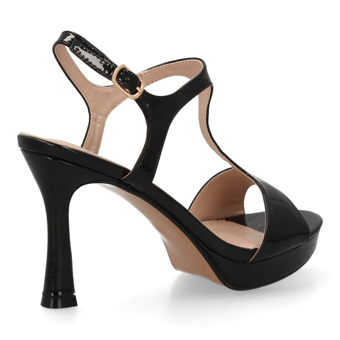 Sandalia tacón fino negro plataforma diseño T