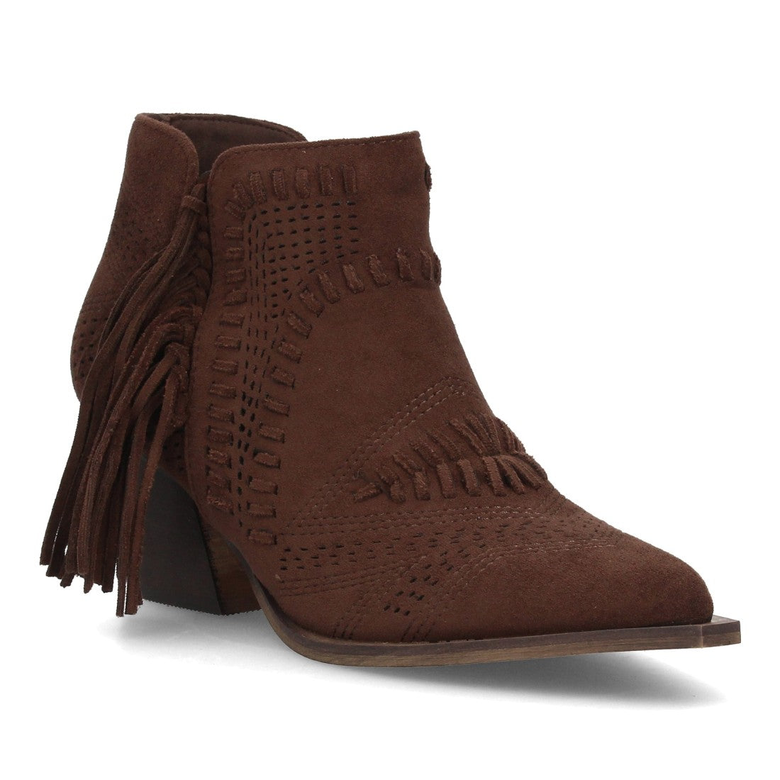 botin cowboy cafe calado flecos mujer