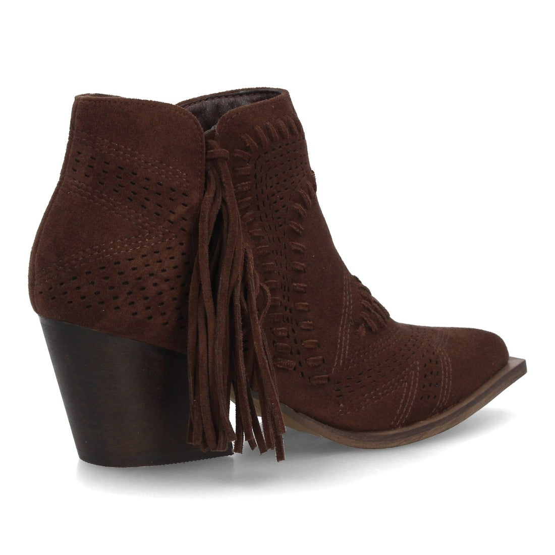 botin cowboy cafe calado flecos mujer