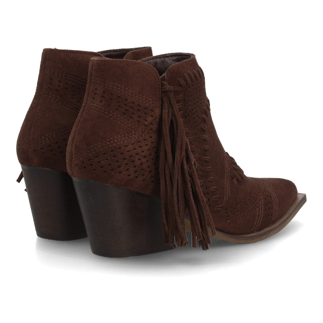 botin cowboy cafe calado flecos mujer