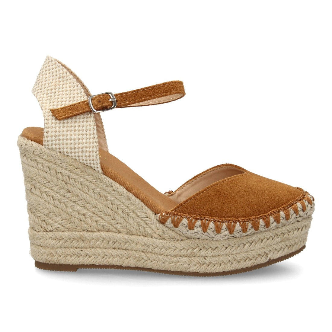 Sandalia alpargata camel cuña esparto boho