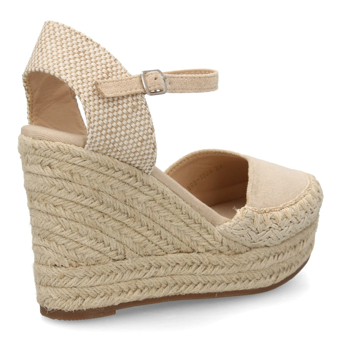 Sandalia alpargata beige cuña detalle decorativo