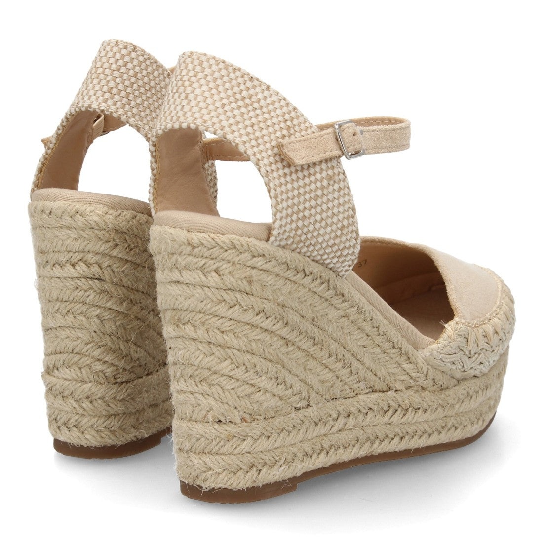 Sandalia alpargata beige cuña detalle decorativo