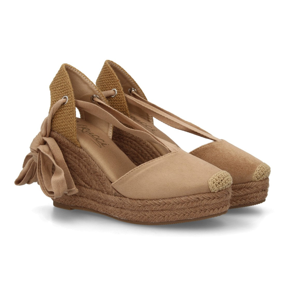 Alpargata cuña esparto kaki cintas tobillo