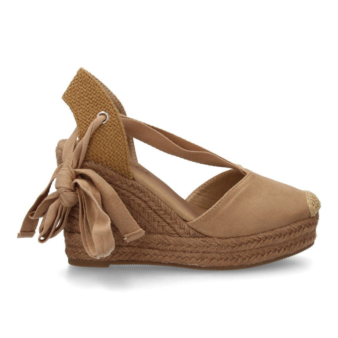 Alpargata cuña esparto kaki cintas tobillo