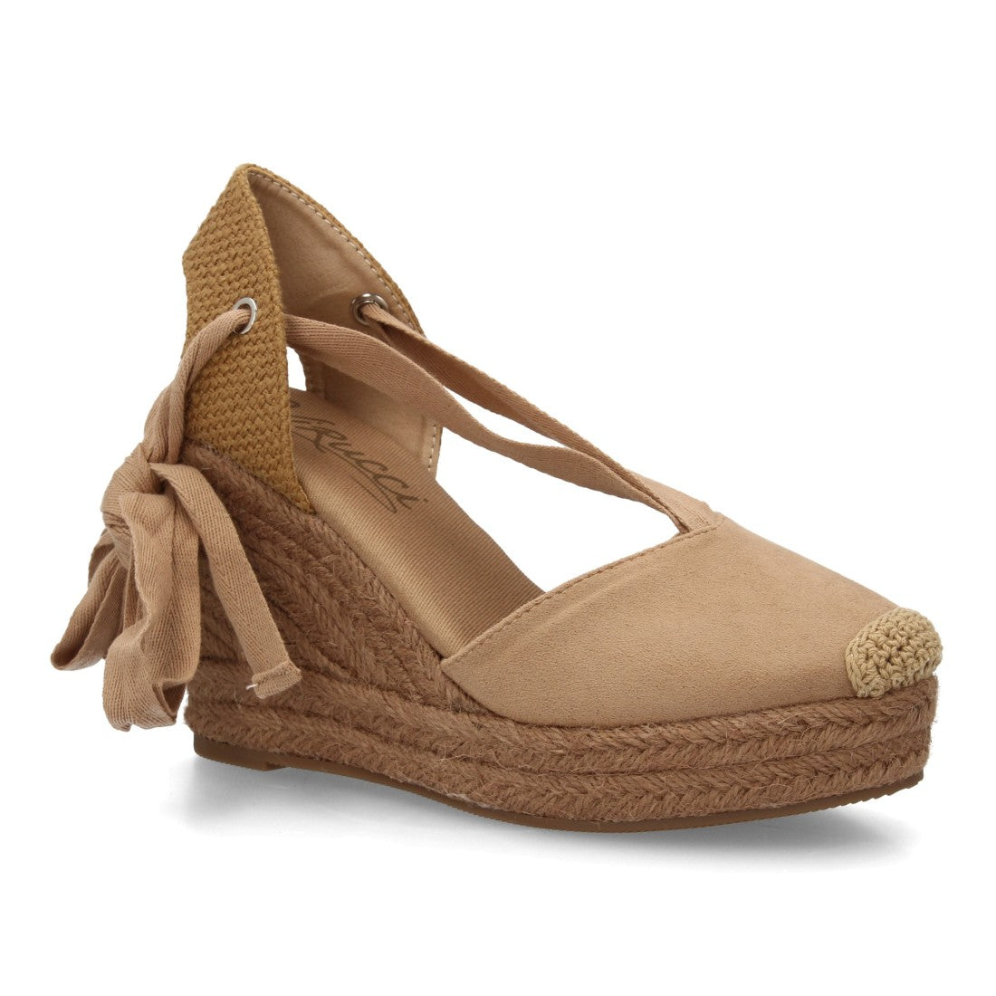 Alpargata cuña esparto kaki cintas tobillo