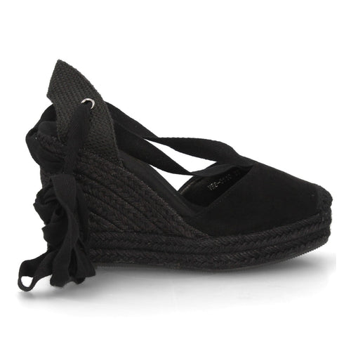 Alpargata cuña esparto cintas negro mujer