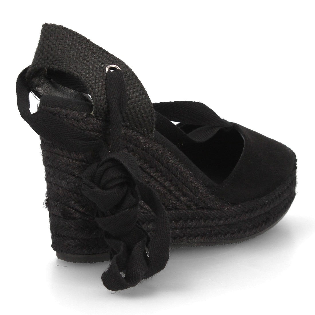 Alpargata cuña esparto cintas negro mujer