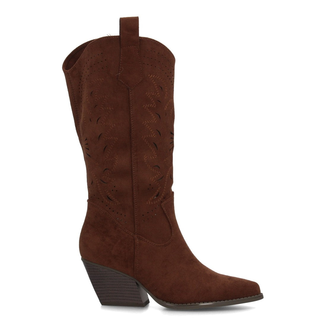 Bota alta cowboy marrón troquelada campero