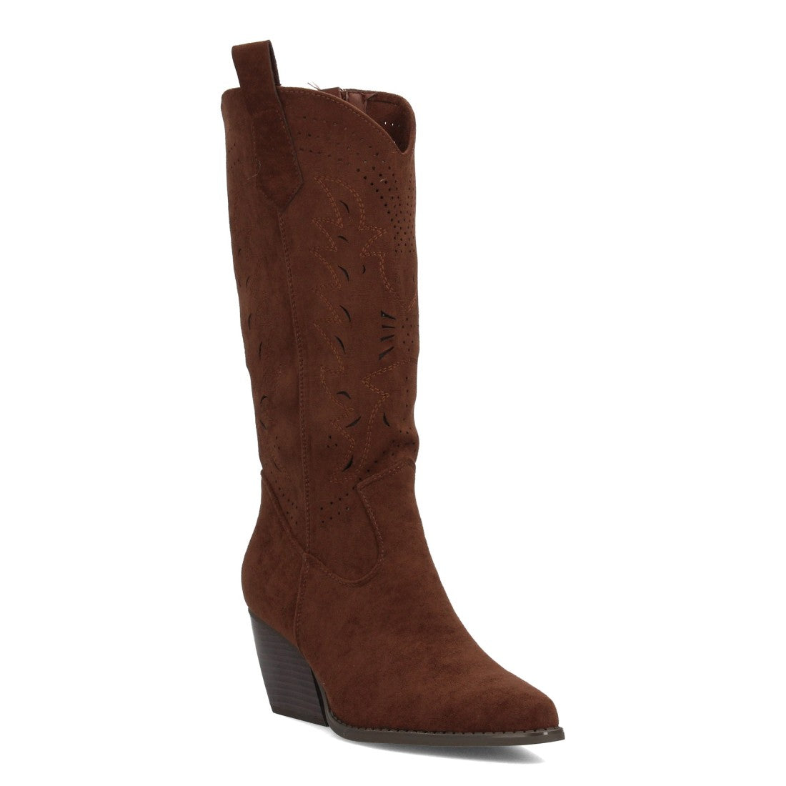 Bota alta cowboy marrón troquelada campero