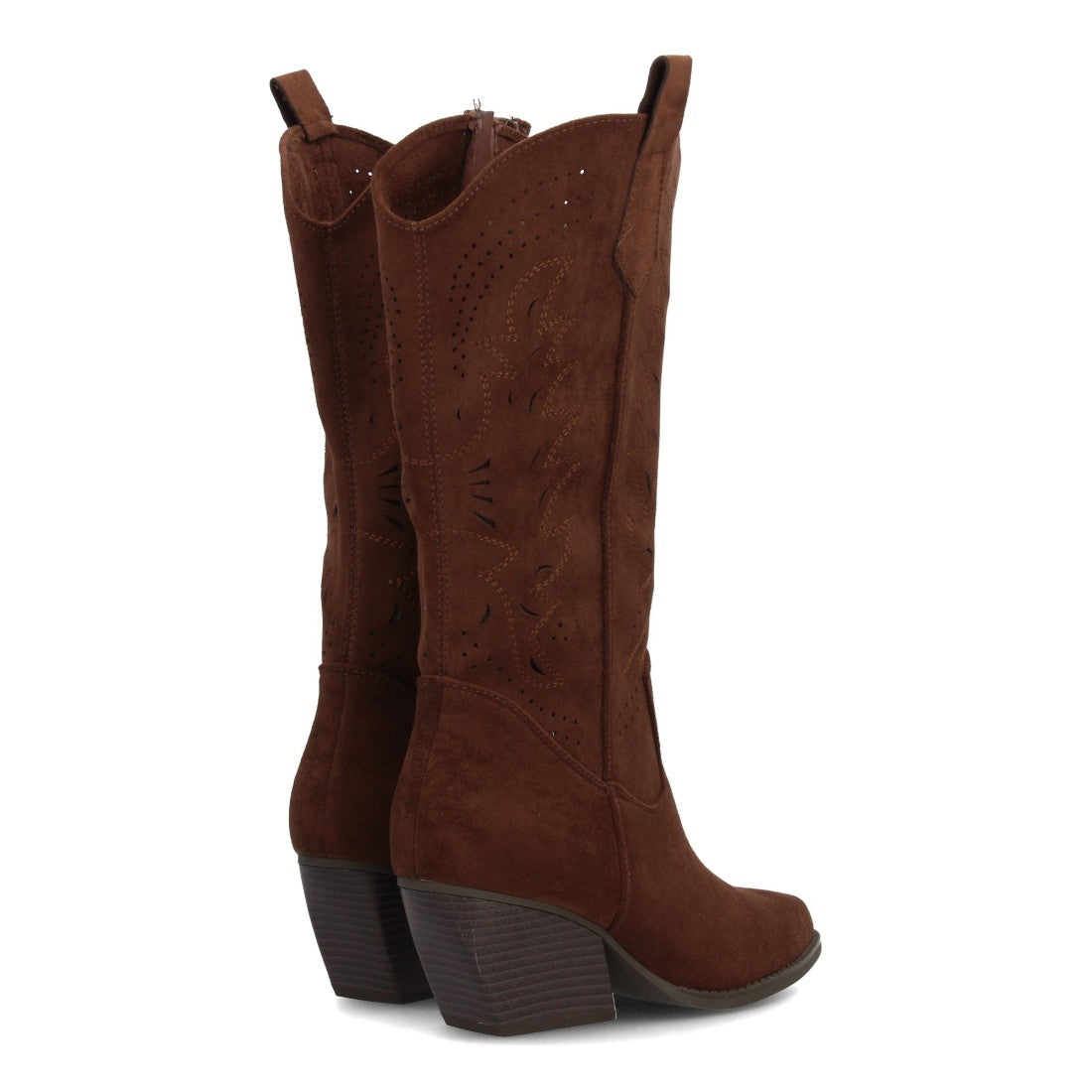 Bota alta cowboy marrón troquelada campero