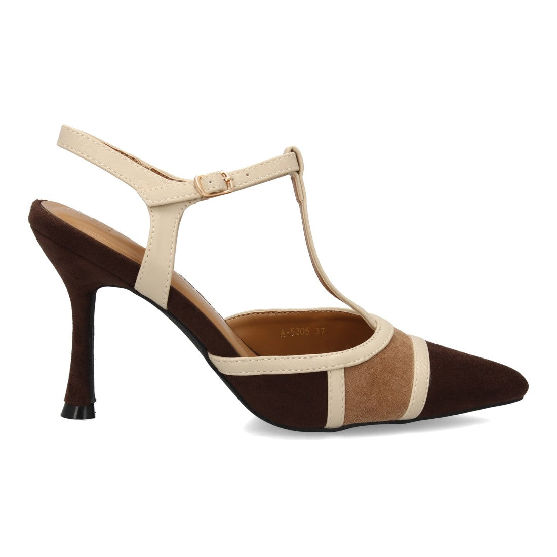zapato destalonado cafe tacon fino mujer