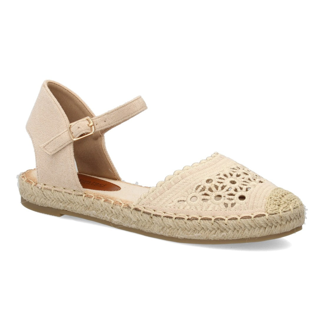 Alpargata plana mujer beige troquelada suela yute