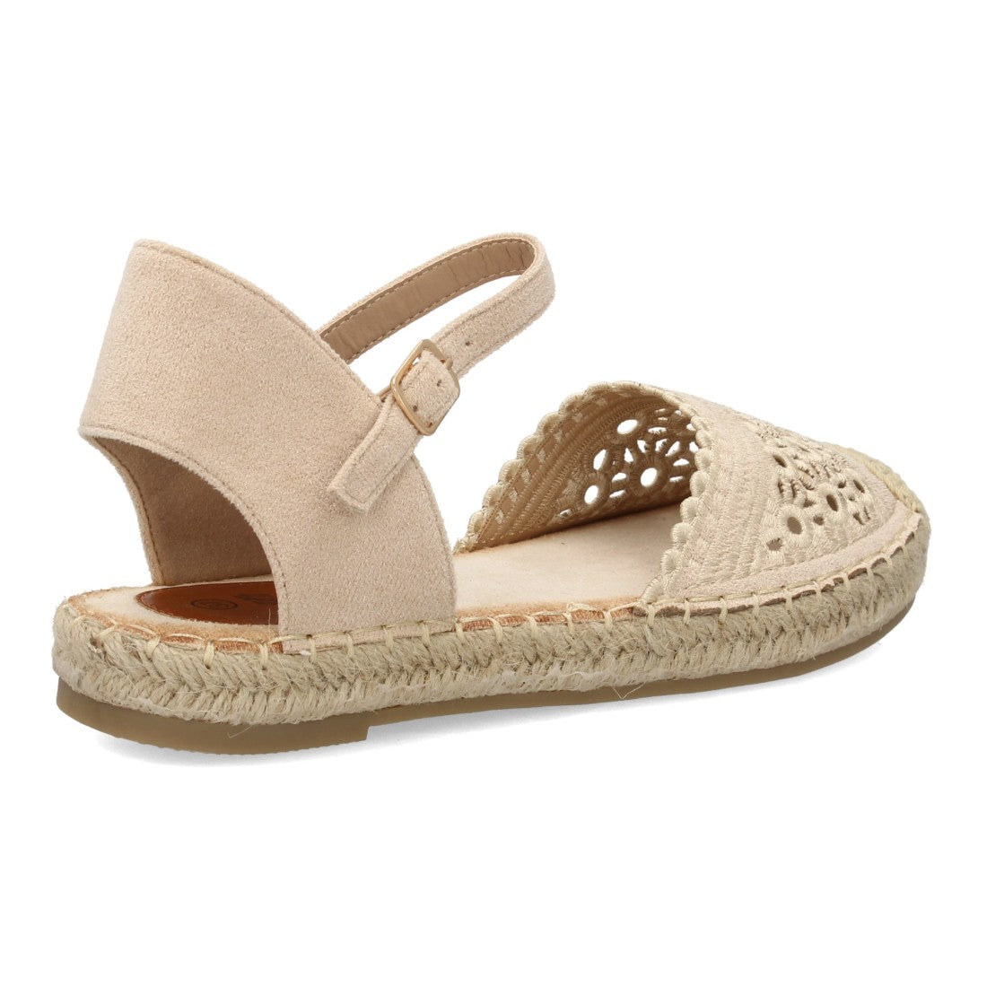 Alpargata plana mujer beige troquelada suela yute