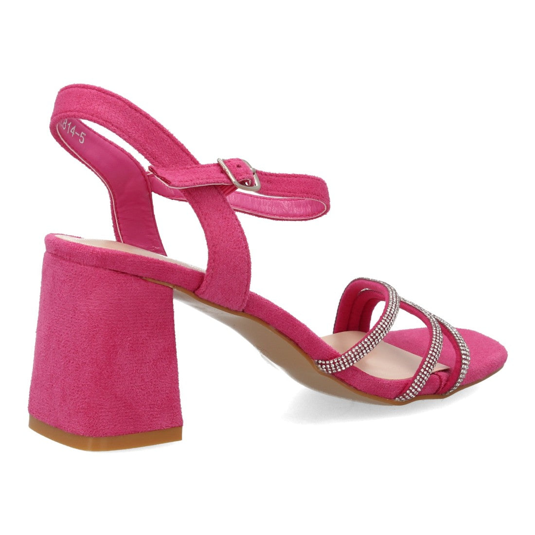 Sandalia tacón rosa brillantes pedrería