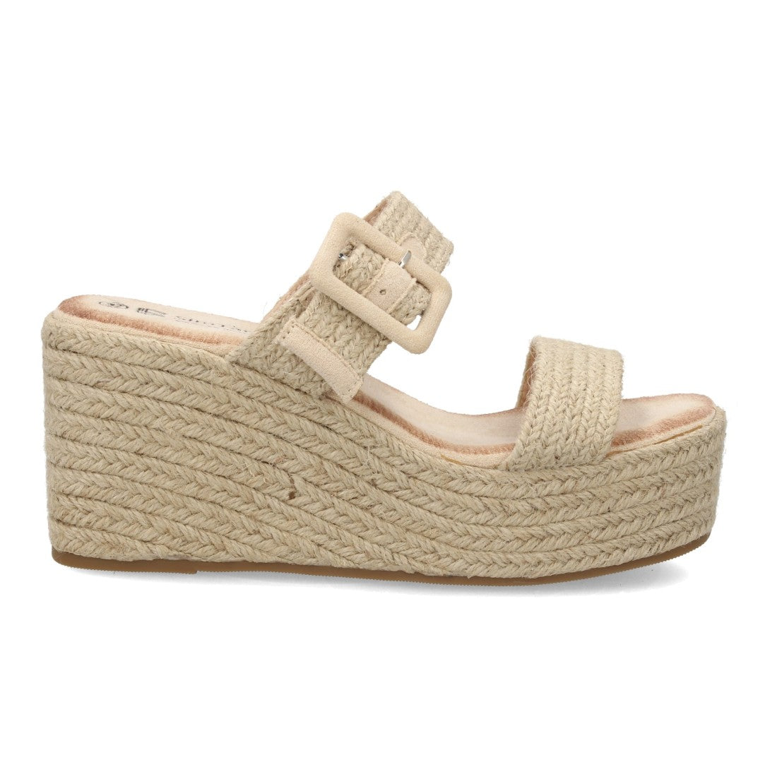 Sandalia cuña alta beige plataforma esparto mujer