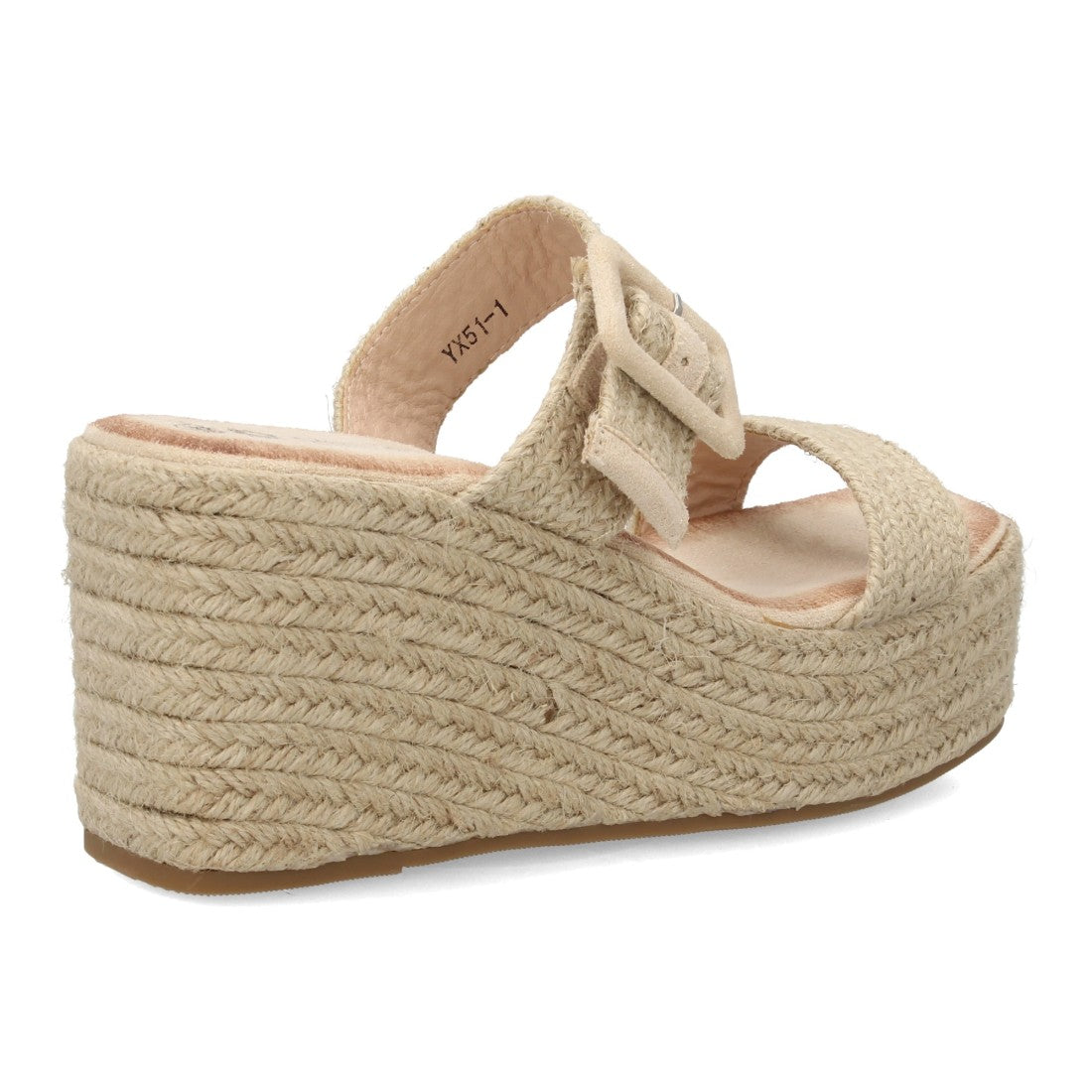 Sandalia cuña alta beige plataforma esparto mujer