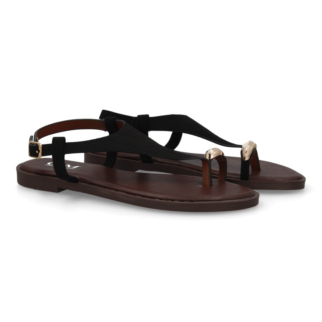 sandalia plana negra minimalista mujer verano