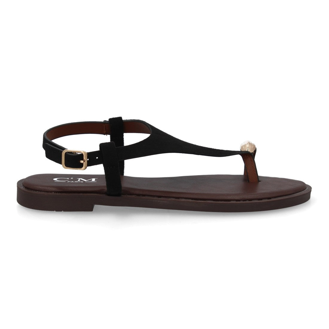 sandalia plana negra minimalista mujer verano