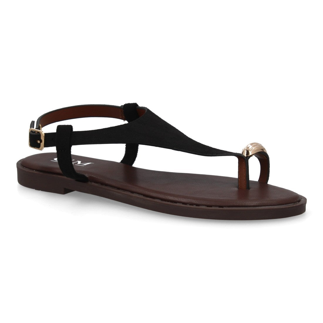 sandalia plana negra minimalista mujer verano