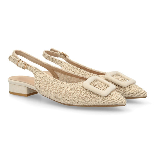 Zapato destalonado beige tejido artesanal mujer