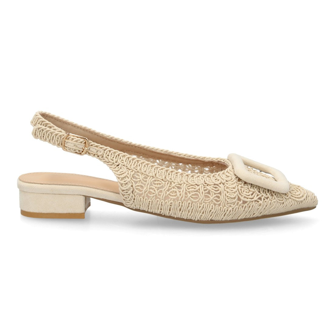 Zapato destalonado beige tejido artesanal mujer
