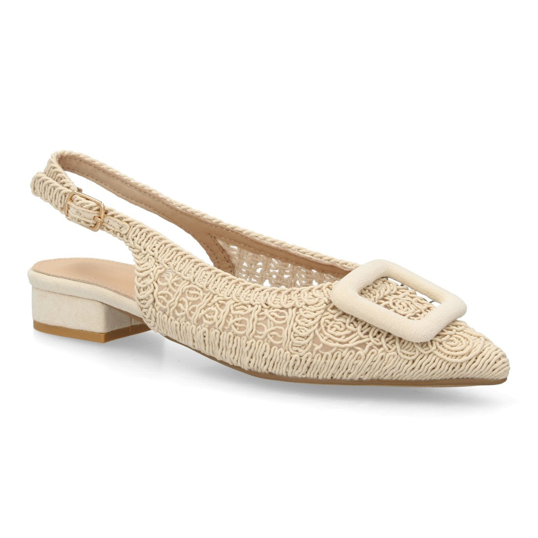 Zapato destalonado beige tejido artesanal mujer