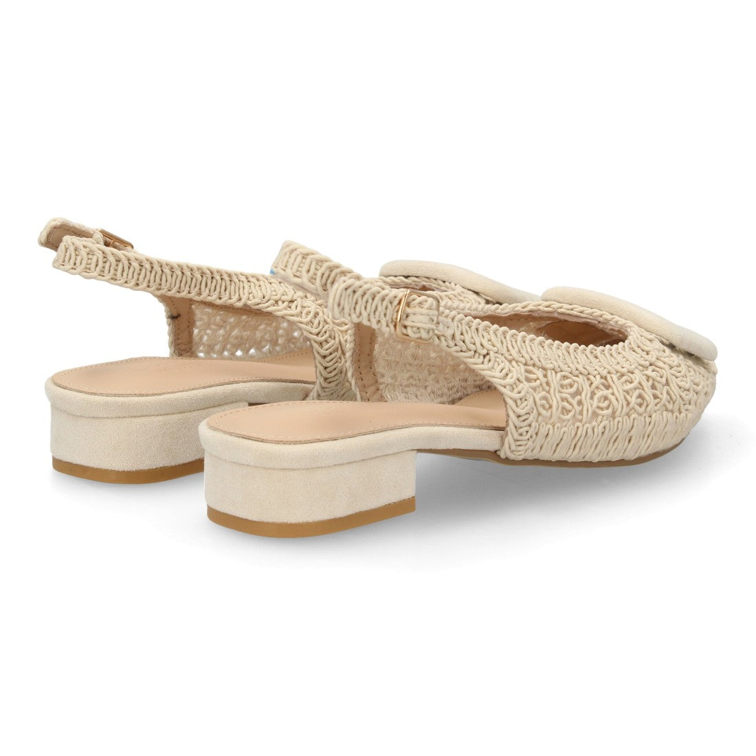 Zapato destalonado beige tejido artesanal mujer
