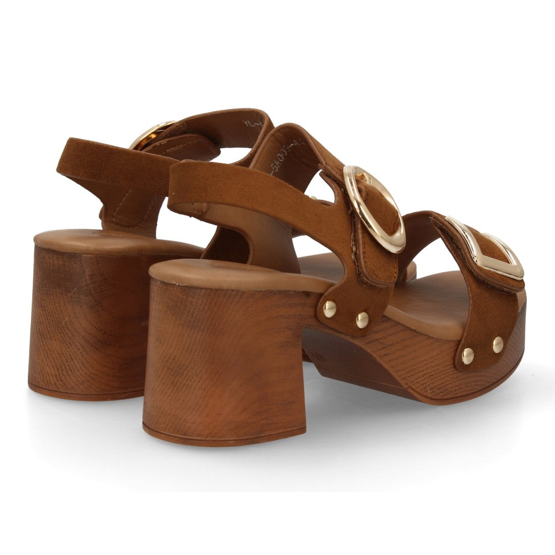 Sandalia plataforma madera camel tachuelas