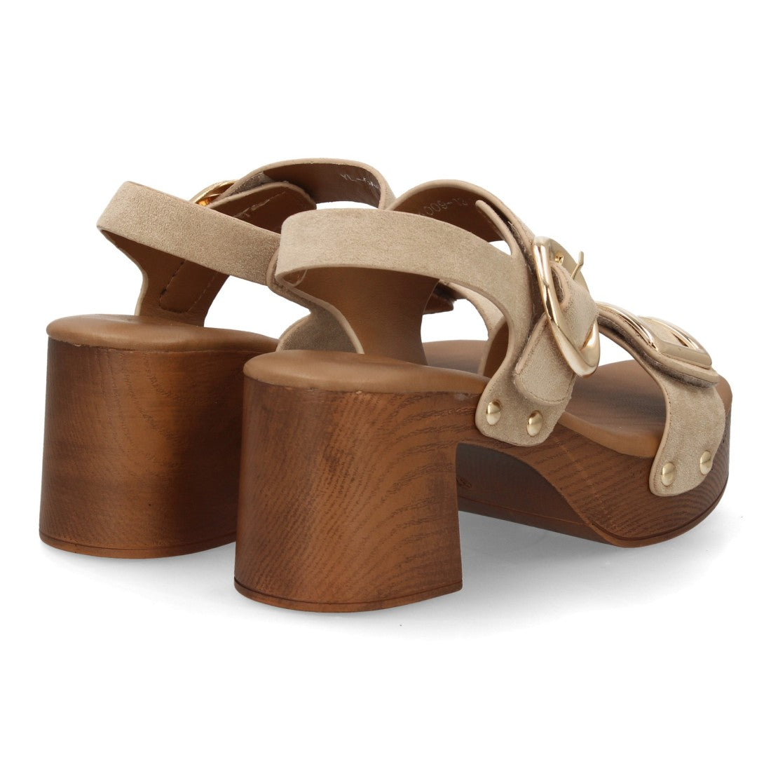Sandalia plataforma madera beige tachuelas